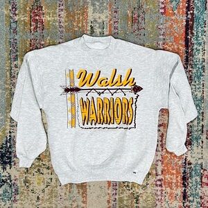 Vintage 1980s Walsh Warriors Russell Athletic Gray Crewneck 80s Sweatshirt